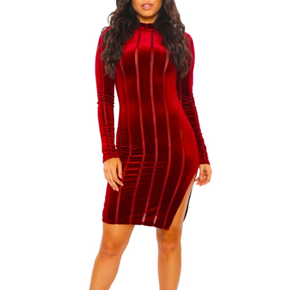 Burgundy Velvet Dress